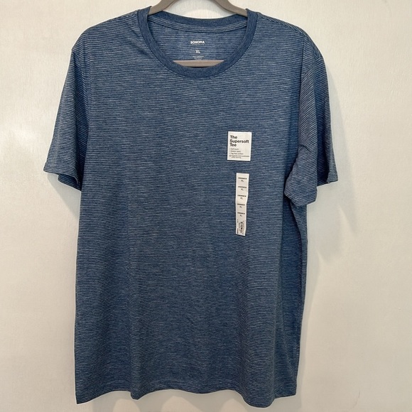 SONOMA 2 BUNDLE TEES MEN SIZE XL GRAY BLUE LINES NEW - Picture 2 of 11